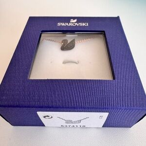 Swarovski Rose Gold Necklace with Black Swan Pendant